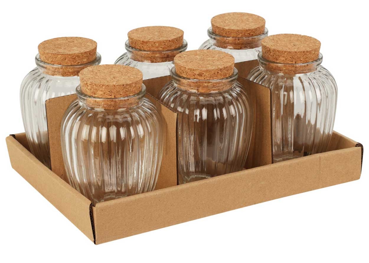 Zestaw szklanych pojemników 6 szt 280 ml