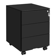 Szafka ze stali na dokumenty czarny mat Stalowa szafka aktowa na dokumenty z 3 zamykanymi na klucz szufladami doskonale spełni swoją funkcję w biurze, a jego czarne matowe wykończenie wpasuje się do każdego wnętrza