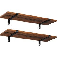 Dwie rustykalne półki ścienne 60 cm z solidnych płyt MDF w kolorze brązowo czarnym do kuchni, salonu, przedpokoju na książki, doniczki, dekoracje