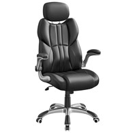 Obrotowe krzesło biurowe ekoskóra czarne Wygodny fotel biurowy ze składanymi podłokietnikami, regulacją wysokości, oparciem dopasowującym się do ciała oraz maksymalnym odchyleniu do tyłu do 10° idealne dla graczy, pracy biurowej