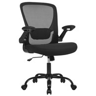 Krzesło biurowe obrotowe 360° Funkcjonalne krzesło obrotowe ze składanymi podłokietnikami, siatkową tapicerką w czarnej kolorystyce idealne do gabinetu, biura, salonu, pokoju dziecka