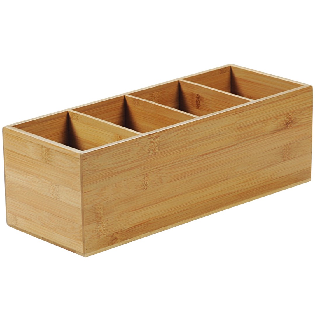 Pojemnik bambusowy na sztućce i serwetki 14x35x12 cm