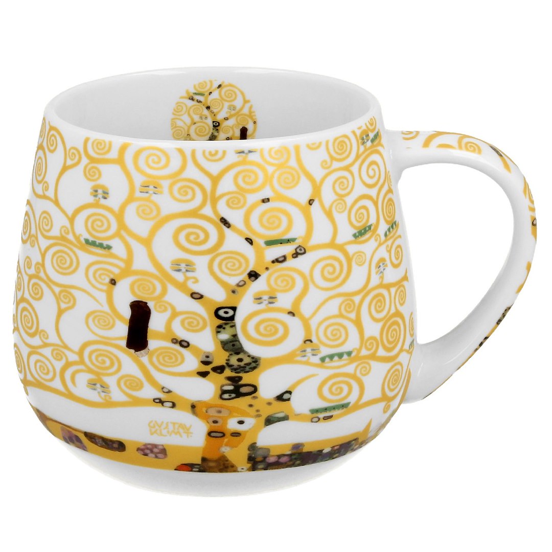 Porcelanowy kubek baryłka Klimt Ecru Tree Of Life 430 ml