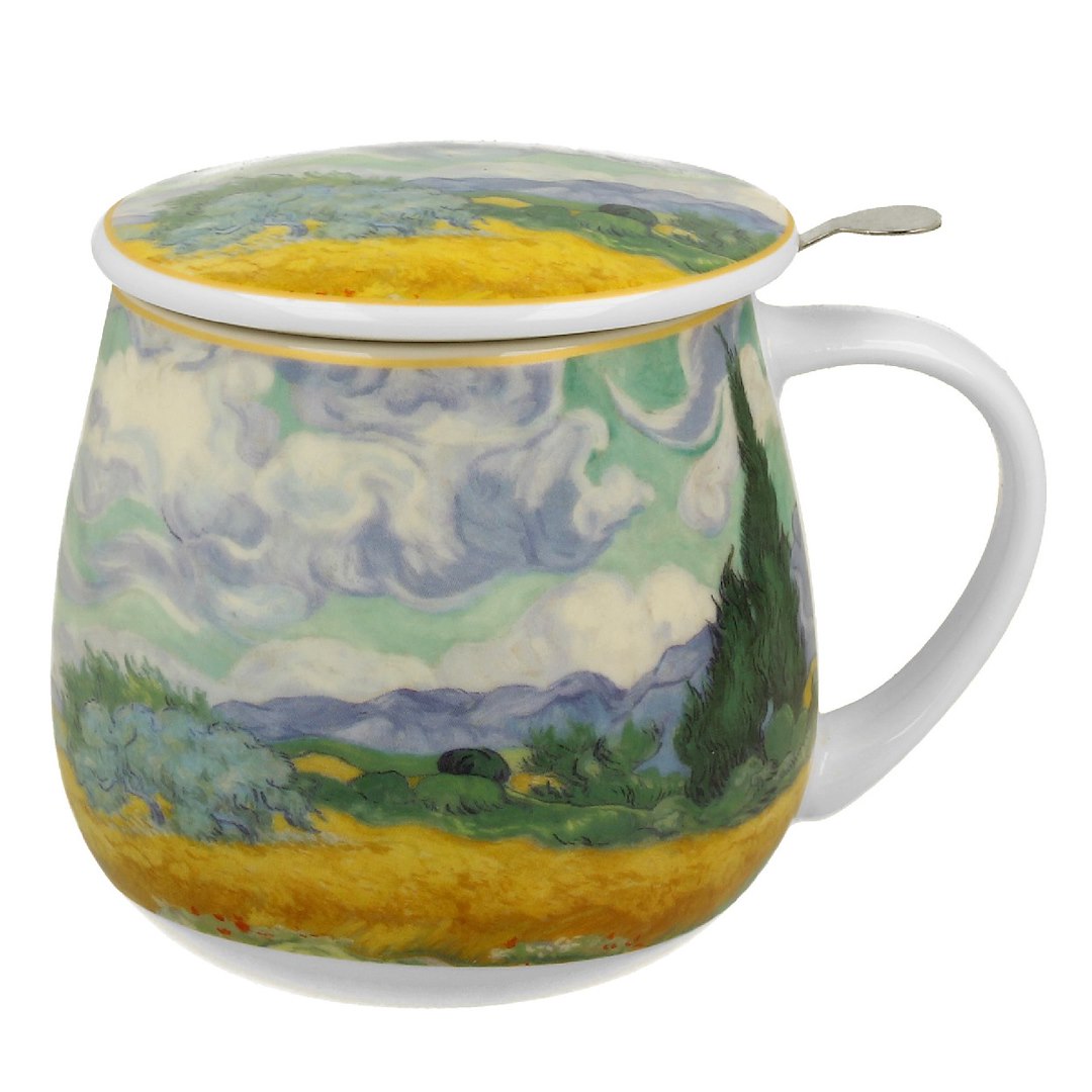 Porcelanowy kubek z zaparzaczem 430 ml Van Gogh Wheat Field