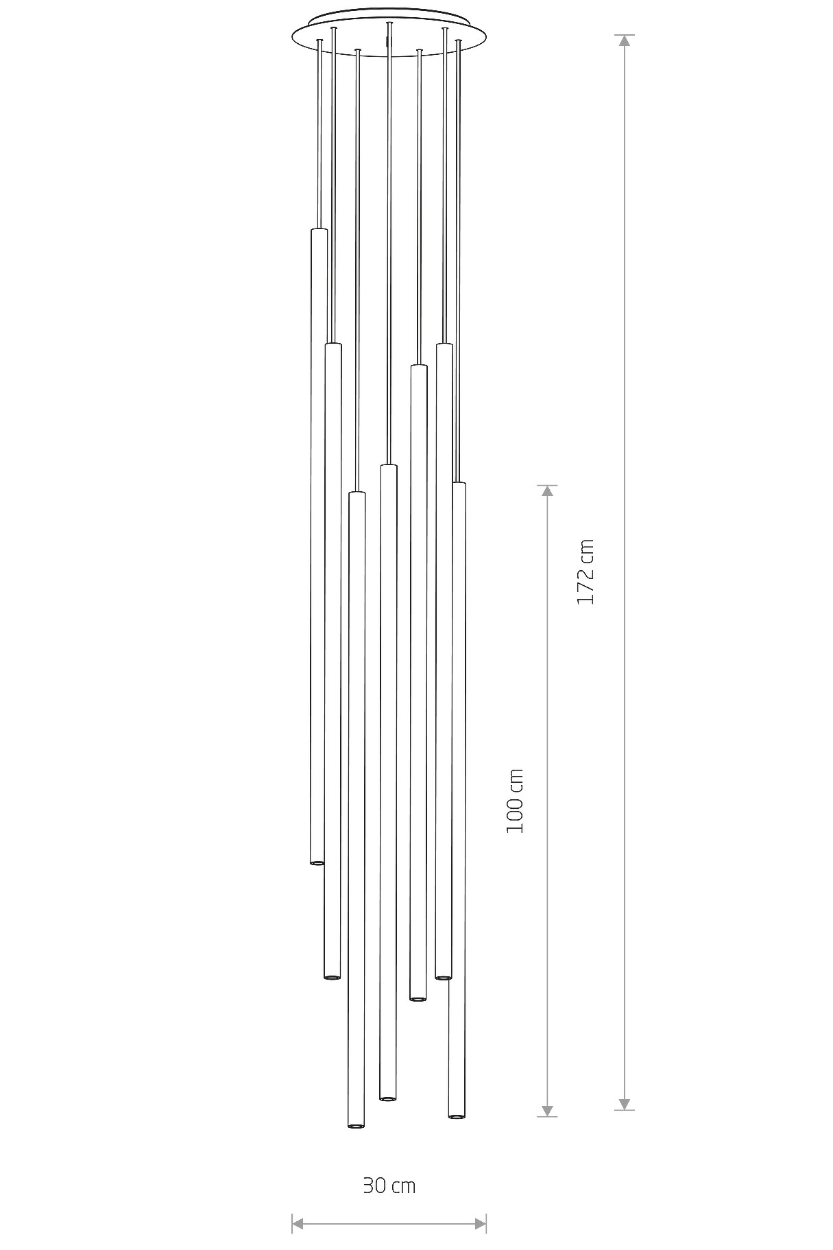 Lampa wisząca LASER czarny 7xG9 koo
