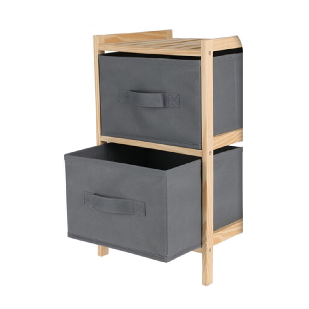 Regał drewniany z szufladami 2 poziomy 46 cm