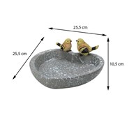 Poidło dla ptaków serce 25,5x25,5 cm Ozdobne poidełko dla ptaków w kształcie serca z dwoma ptaszkami, wykonane z polystone, figurka na balkon czy taras