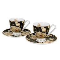 Zestaw filiżanek espresso English Roses Black 90 ml