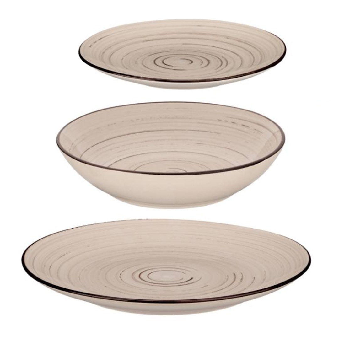 Zestaw talerzy obiadowych 12 el. SPIRAL beżowe