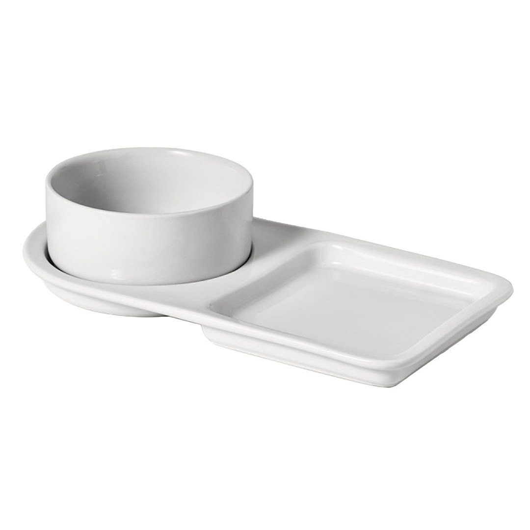 Zestaw miseczka i talerzyk z podstawką do serwowania