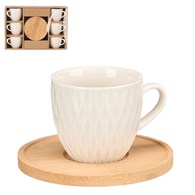 Zestaw 6 kubków z bambusową podstawką