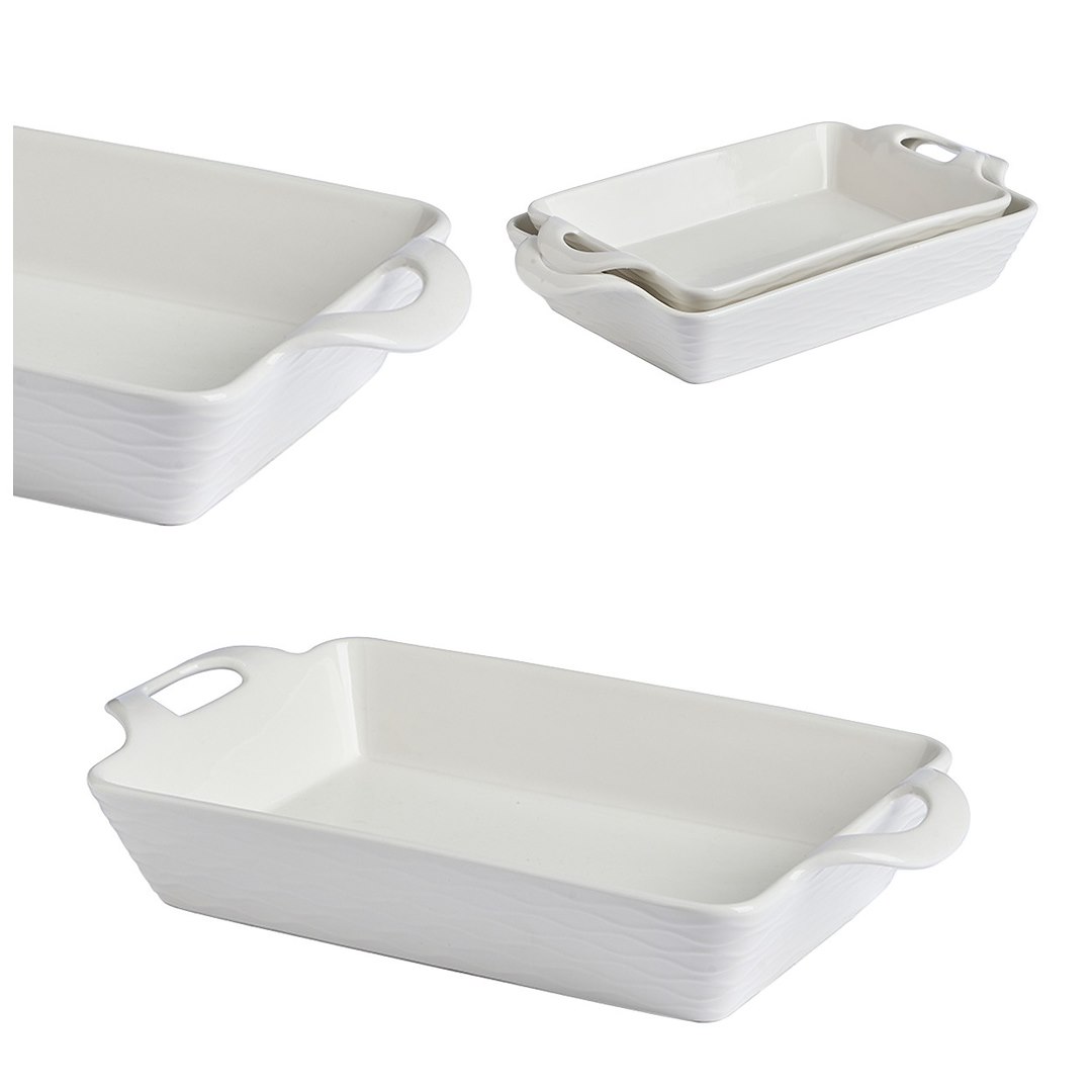 Zestaw 2 prostokątnych naczyń do zapiekania otwarta rączka