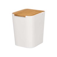 Kosz kuchenny z bambusową pokrywą biały