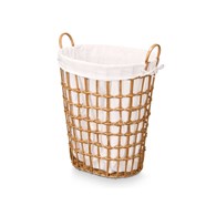 Owalny kosz wiklinowy z materiałowym wkł