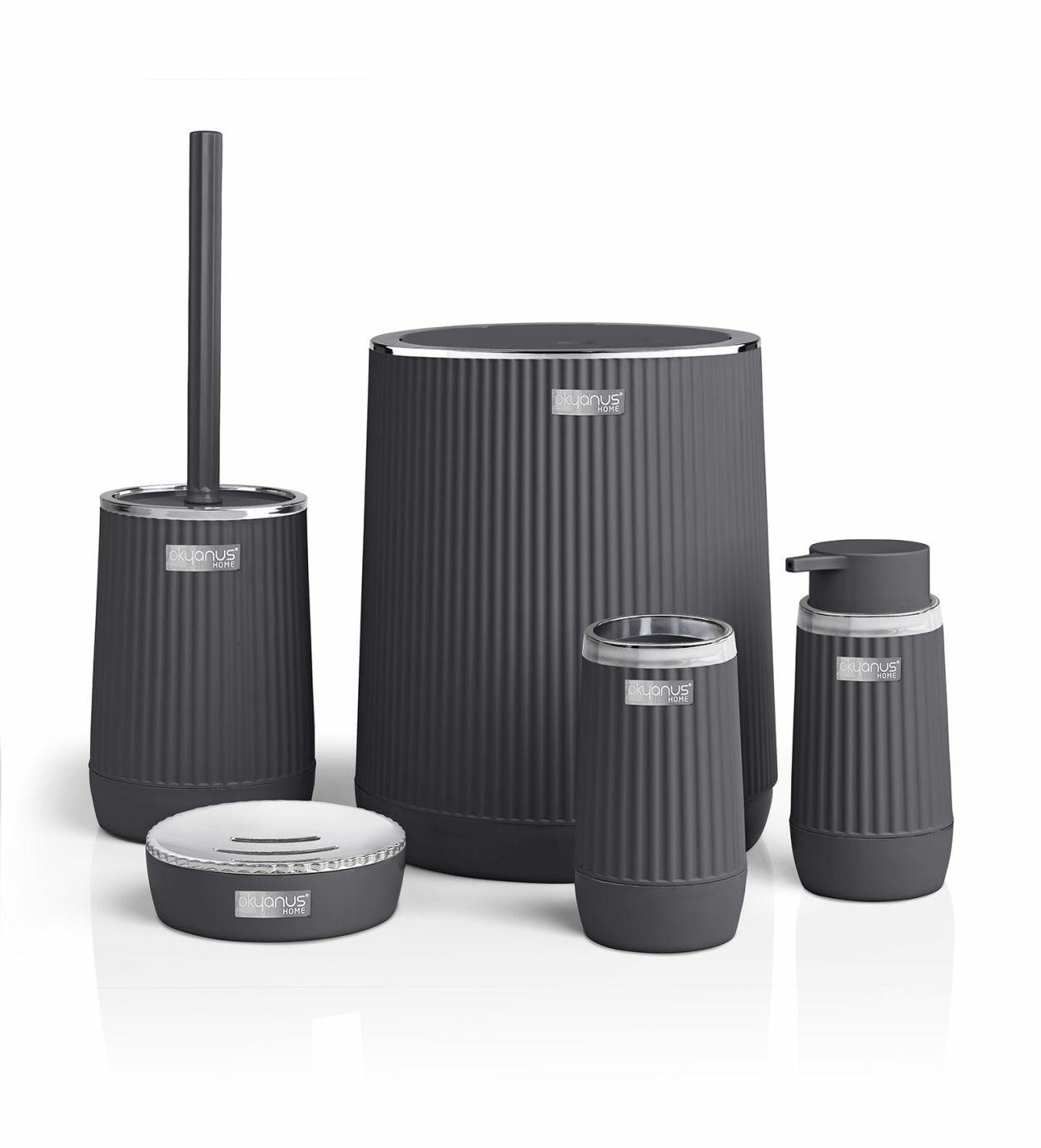 Zestaw łazienkowy 5 el NIDA szary chrom