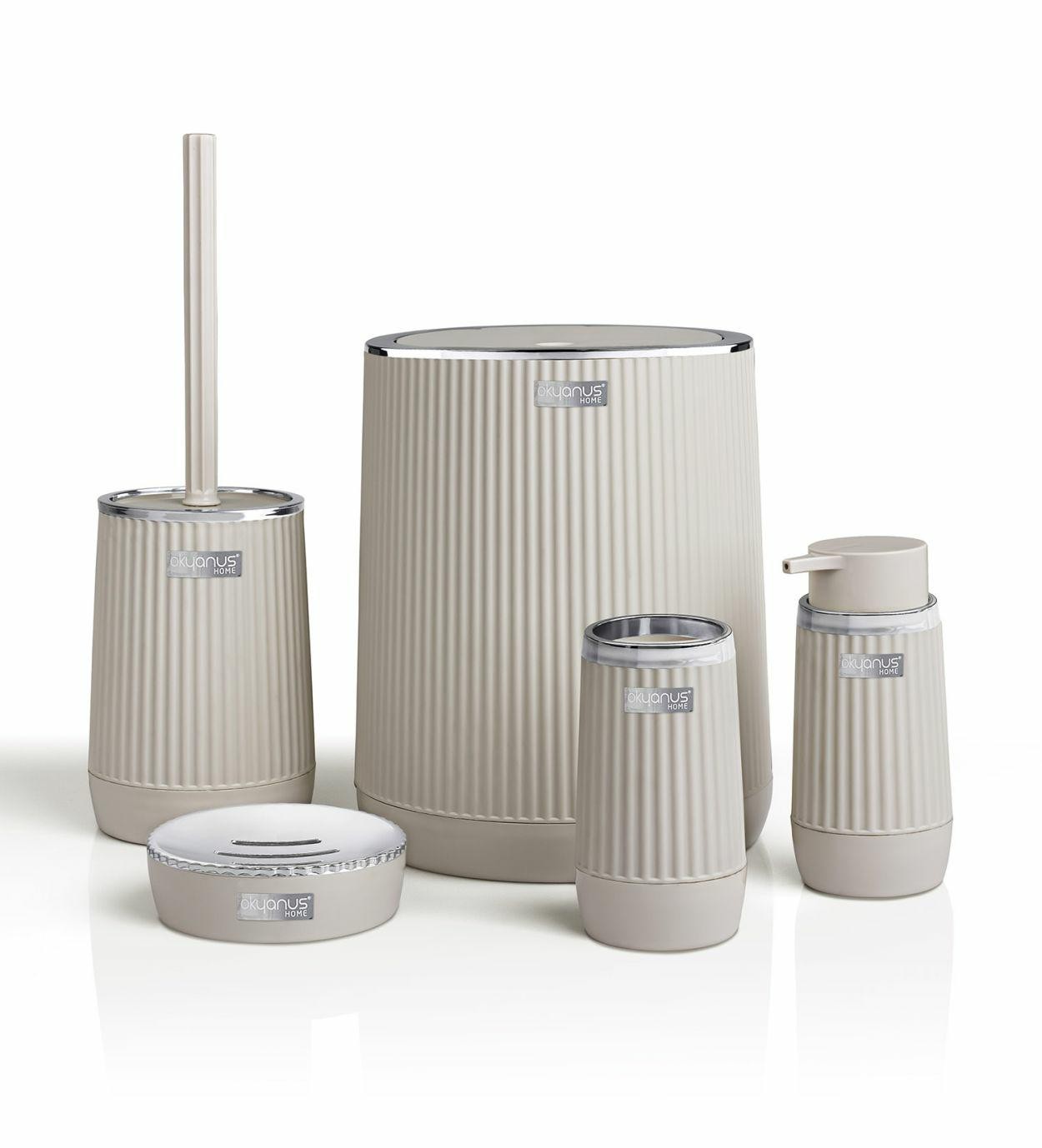 Zestaw łazienkowy 5 el NIDA beż chrom