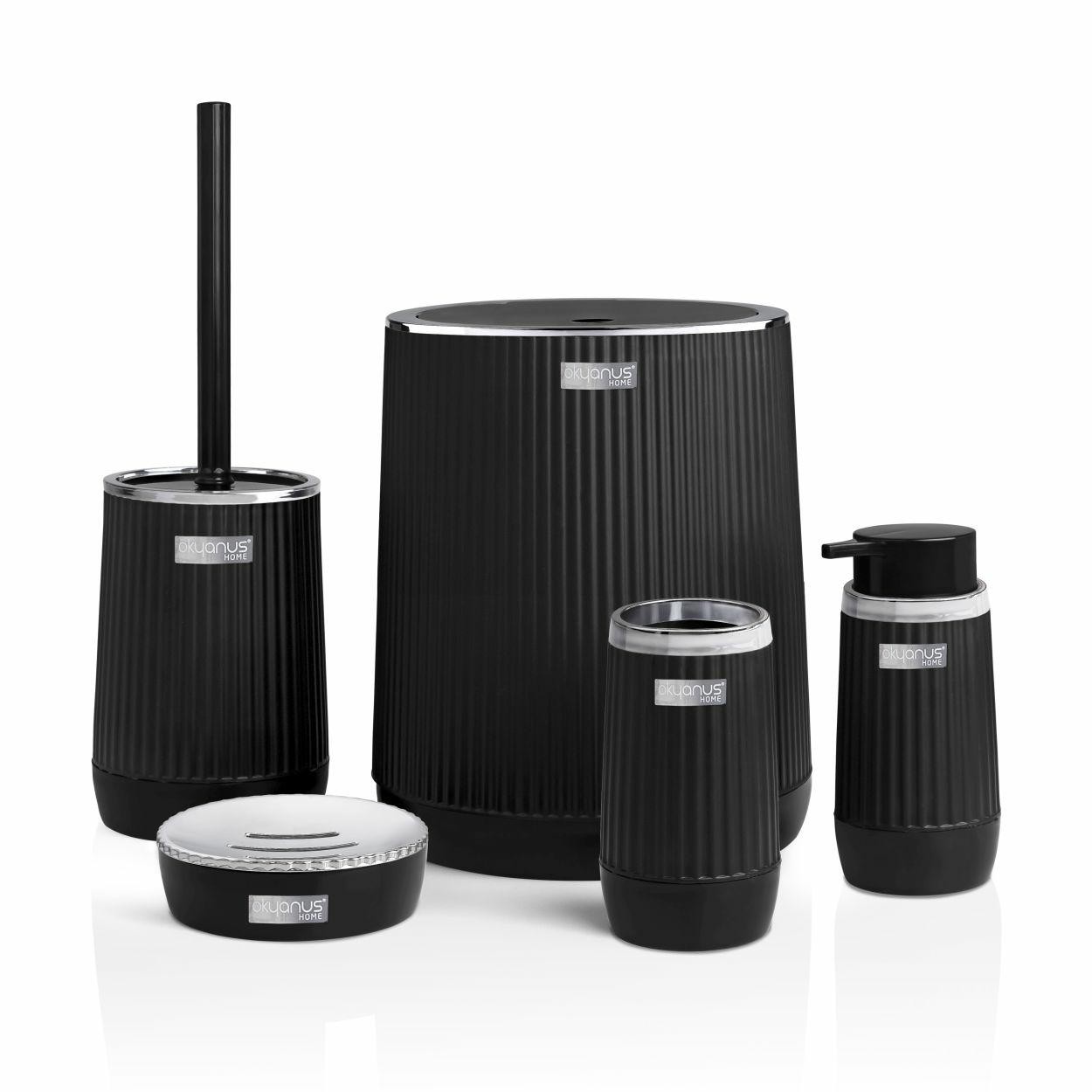 Zestaw łazienkowy 5 el NIDA czarny chrom