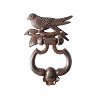 Kołatka żeliwna do drzwi ptak Ozdobna kołatka do drzwi z wizerunkiem ptaka, wykonana z żeliwa o wymiarach: 13x18 cm