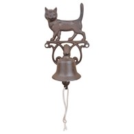Żeliwny dzwonek do drzwi kotOzdobny dzwonek do drzwi z motywem kota, wykonany z żeliwa o wymiarach: 24,2x14,3 cm