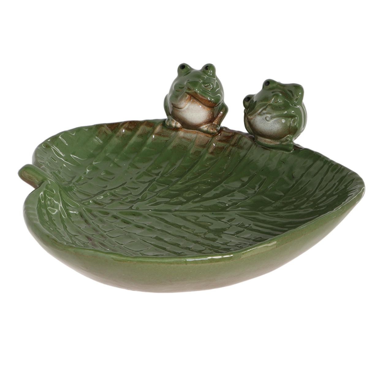 Ceramiczne poidełko z żabkami h8,7cm