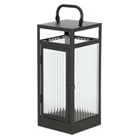 Lampion z czarnego metalu i szkła h35,6 cm