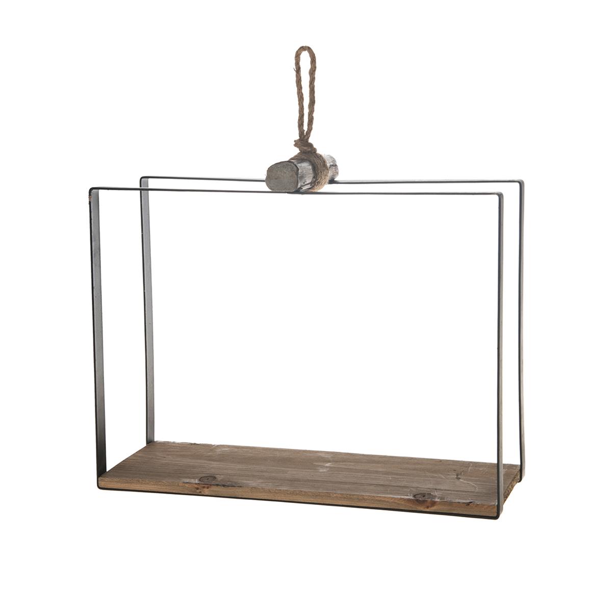 Półka wisząca Vintage 39x29 cm Szafka ścienna na dekoracje i kwiaty wykonana z metalu z drewnianą półką w stylu Vintage o wymiarach: 39x29 cm