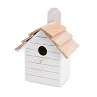 Domek dla ptaków biały dekoracyjny Wykonany z drewna, mała ozdoba jako domek lub dekoracja 22x16x11 cm