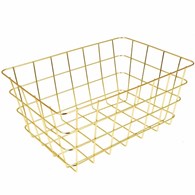 Kosz druciak złoty duży 30x22 cm Metalowy prostokątny koszyk na drobne przedmioty w stylu Glamour w złotym kolorze o wymiarach 14x30x22 cm