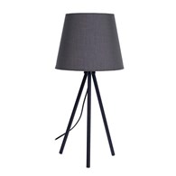 Lampa stołowa nocna szara 55 cm abażur Wykonana z metalu, stylowa lampka z abażurem na nogach