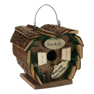 Domek dla ptaków Love Birds Wykonany z drewna, wiszący domek, budka lęgowa dla ptaków, pełniący także funkcję karmnika, o wymiarach: 17x12x17 cm