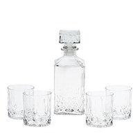 Zestaw do whisky 5 elementów Elegancki zestaw do drinków wykonany z grubego szkła składający się z karafki i 4 szklanek