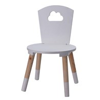 Krzesło drewniane do pokoju dziecięcego Drewniane krzesełko z oparciem dla dziecka w kolorze białym o wymiarach: 50x32x32 cm