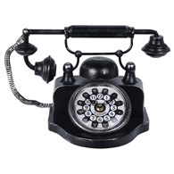 Zegar stojący w stylu vintage Telefon Oryginalny zegar stojący w stylu Vintage imitujący stary telefon, wykonany z metalu w kolorze czarnym o wymiarach: 31x17x20 cm