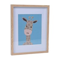 Obrazek do pokoju dziecka żyrafa Dekoracja ścienna z mdf, obrazek do pokoju dziecięcego z motywem zwierzęcym z efektem passe-partout o wymiarach: 38x30x3 cm