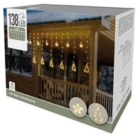 Kurtyna świetlna 138 Led ciepły biały Świąteczne lampki dekoracyjne w formie kurtyny, dekoracja wyposażona w 138 lampek LED, do wyboru 8 różnych efektów świetlnych, do zastosowania w domu i ogrodzie