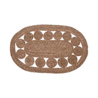 Dywan z traw morskich wzór koła 80x50 cm Mata podłogowa owalna w ażurowy wzór, naturalny materiał, minimalistyczny i elegancki design