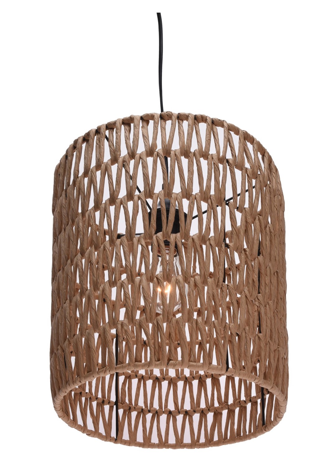 Lampa sufitowa pleciona Boho beżowa Metalowy klosz owinięty papierowym sznurem, minimalistyczny design, lampa idealna do salonu, przedpokoju lub sypialni