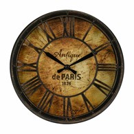 Zegar ścienny Antigue Paris 21 cm Okrągły zegar w stylu Vintage wykonany z solidnego tworzywa, rzymskie cyfry, średnica zegara 21 cm