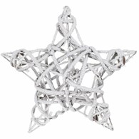 Gwiazda świąteczna wisząca 15 Led 40 cm Świecąca gwiazda świąteczna wykonana z plecionych i ośnieżonych gałązek rotanu, 15 lampek led, piękna ozdoba w stylu świątecznym, średnica 40 cm