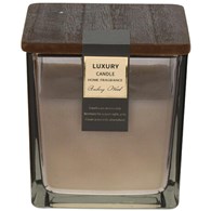 Świeca zapachowa Drewno Bursztynowe Elegancka świeca zapachowa w szkle z pokrywą, idealna dekoracja na jesienne i zimowe wieczory