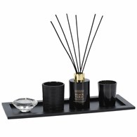 Perfumy do wnętrz Black Tabac Dyfuzor zapachowy do pomieszczeń na dekoracyjnej tacy, stylowy odświeżacz powietrza w eleganckim pudełku z zestawem świeczek zestaw 5 elementów do aromaterapii
