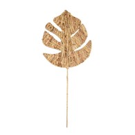 Liść pleciony z trawy morskiej 58x31 cm Dekoracyjny liść z kolekcji Natural do wazonu lub jako dekoracja ścienna, do wnętrz w stylu boho, etno o wymiarach: 58x31x0,6 cm