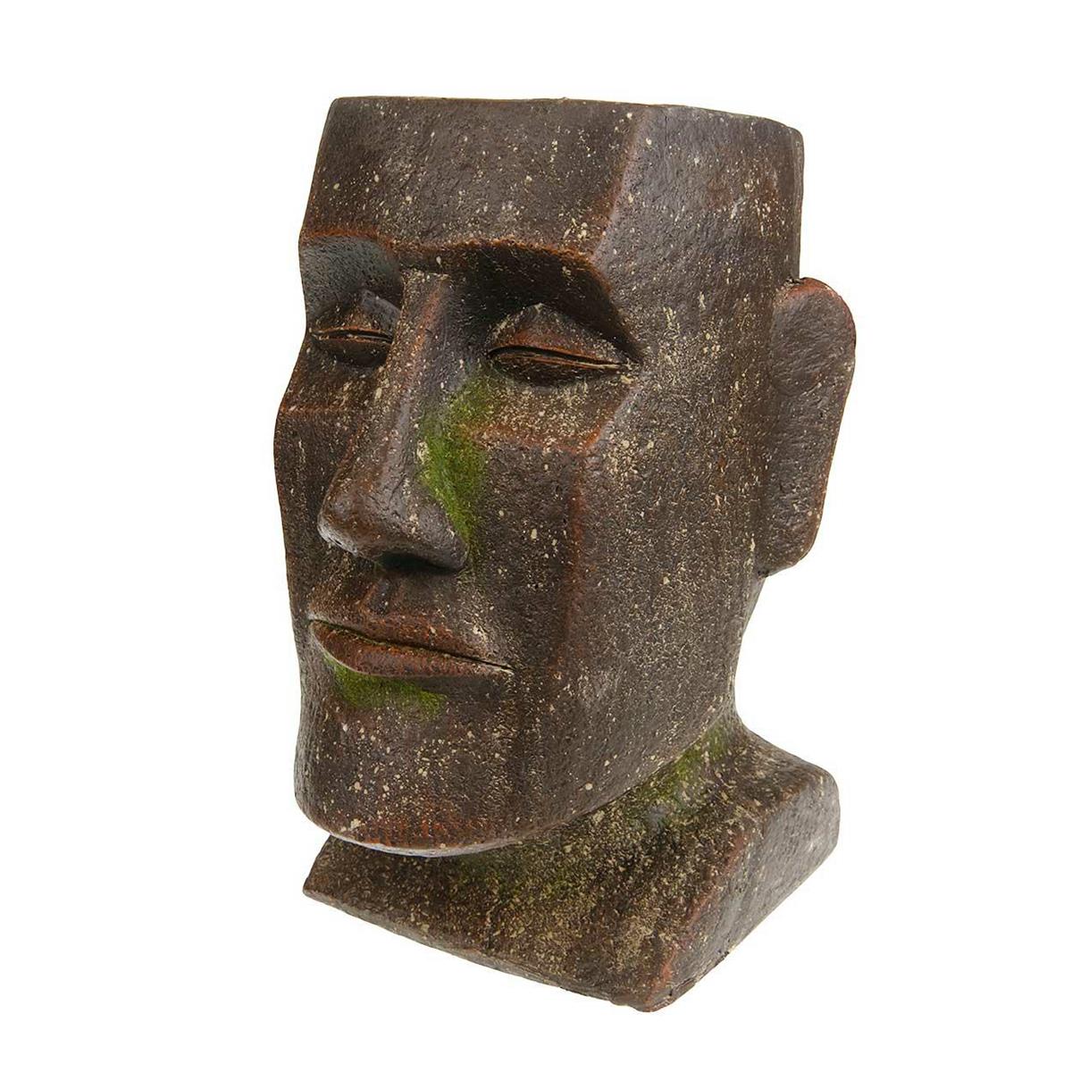 Donica osłonka Głowa Moai 42 cm Doniczka na kwiaty w kształcie posągu Moai znanego z Wysp Wielkanocnych wykonana z magnezji o wymiarach: 25x31x42 cm