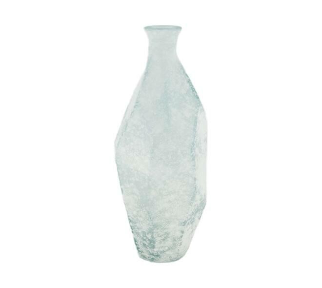 Szklany wazon dekoracyjny 31 cm biało-błękitny