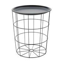 Druciany stolik kawowy czarny 40 cm Wykonany w całości z metalu, malowany proszkowo na czarno, może pełnić funkcję gazetnika, schowka bądź stolika kawowego o wymiarach: 40x40 cm