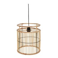 Lampa sufitowa bambusowa Boho natural Minimalistyczna lampa wykonana z naturalnych materiałów, ażurowy klosz w kolorze beżowym, średnica 28 cm