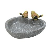 Poidło dla ptaków serce 25,5x25,5 cm Ozdobne poidełko dla ptaków w kształcie serca z dwoma ptaszkami, wykonane z polystone, figurka na balkon czy taras