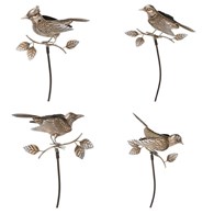 Ozdoba ogrodowa ptaszki do wbicia 4 szt Stylowa dekoracja do ogrodu, komplet 4 ptaszków do wbicia w ziemię lub donicę, wykonanych z metalu o wysokości 83 cm