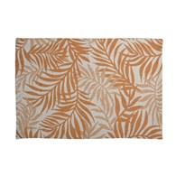 Dywanik bawełniany liście żółty 60x90 cm Bawełniany dywanik, zdobiony wzorem liści, prostokątny kształt i oryginalna kolorystyka, idealny na łazienki, kuchni czy na taras