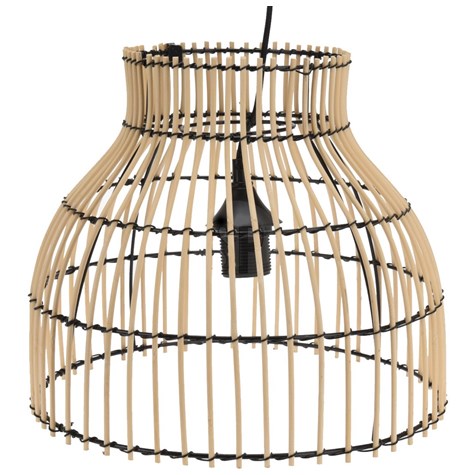 Lampa sufitowa bambus Natural 31x26 cm Ażurowa lampa wykonana z bambusa, minimalistyczny design, doskonała do pomieszczeń w stylu boho lub skandynawskim